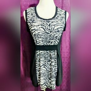 Peck & Peck Zebra animal print abstract sleeveless top Blouse black & white M